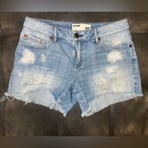 Garage Blue Jean Shorts Distressed Raw Hem